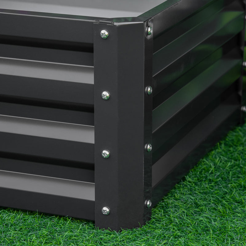 Set of Two Grey Steel Garden Planter Boxes 60 x 60cm for Outdoor Flowers and Herbs