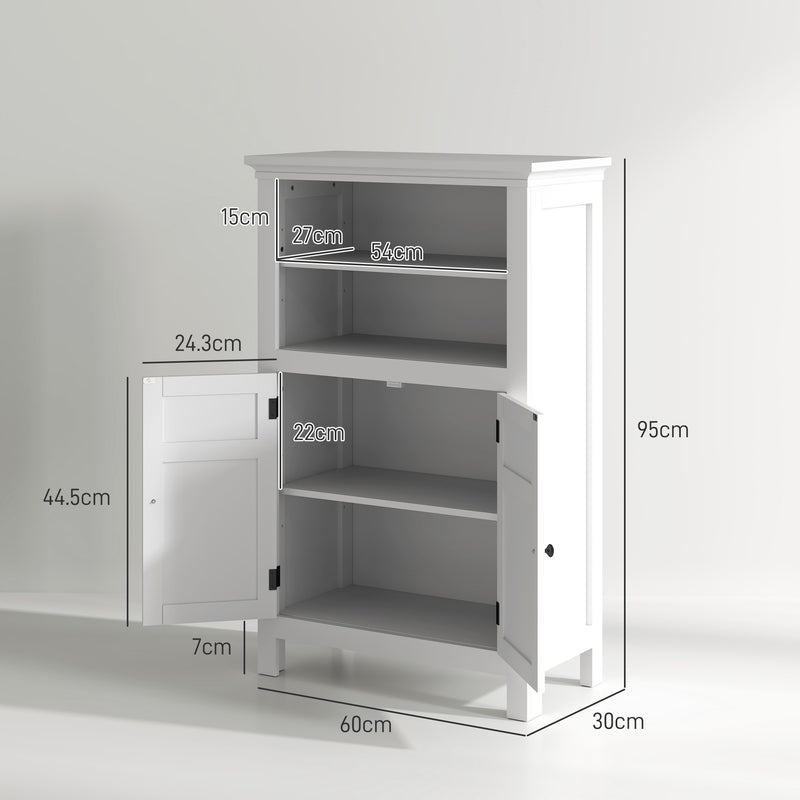 White Modern Bathroom Storage Cabinet with Shelves by HOMCOM