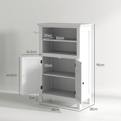 White Modern Bathroom Storage Cabinet with Shelves by HOMCOM