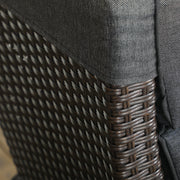 Grey Outdoor Reclining Garden Chair with Footrest Cushion and Side Tray for Relaxing
