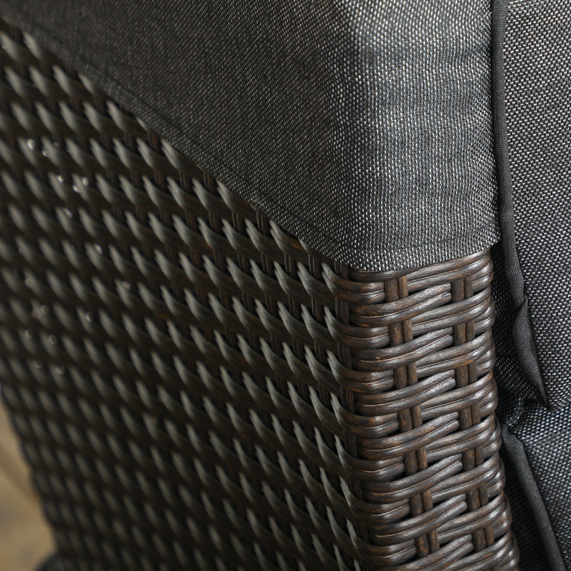 Grey Outdoor Reclining Garden Chair with Footrest Cushion and Side Tray for Relaxing