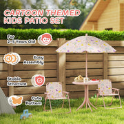Kids Garden Table and Chair Set with Adjustable Parasol Rainbow Design 4pc Pink by AIYAPLAY Aiyaplay