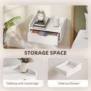 Floating Bedside Tables Set of 2 with Drawer and Shelf Space Saving Storage White AOSOM