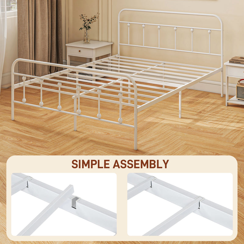 Double Metal Bed Frame with Minimalist Design for Modern Bedrooms White