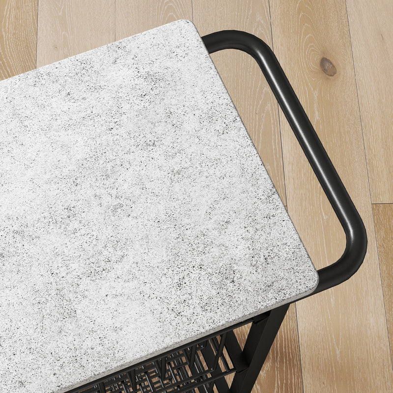 Mobile Kitchen Island with Five Storage Baskets and Lockable Wheels for Easy Movement Grey Black