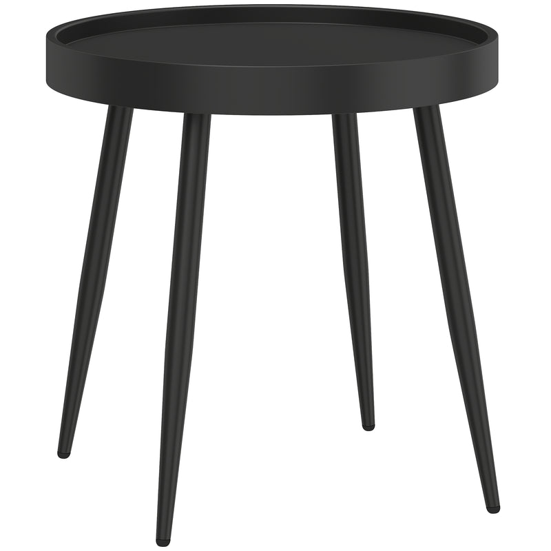 Outdoor Side Table with Weatherproof Top and Stable Frame for Patio or Garden Black Outsunny