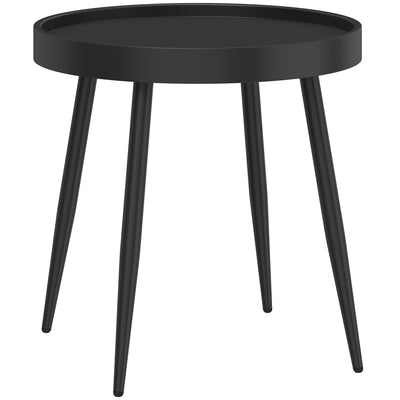 Outdoor Side Table with Weatherproof Top and Stable Frame for Patio or Garden Black Outsunny