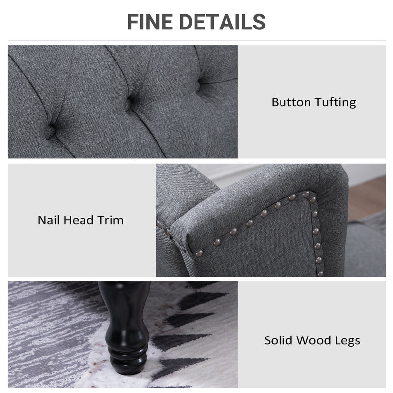 Wingback Recliner Armchair with Footrest and Tufted Back for Living Room Comfort Grey