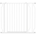 Wide Dog Safety Gate With Walk Through Door For Stairs And Hallways White