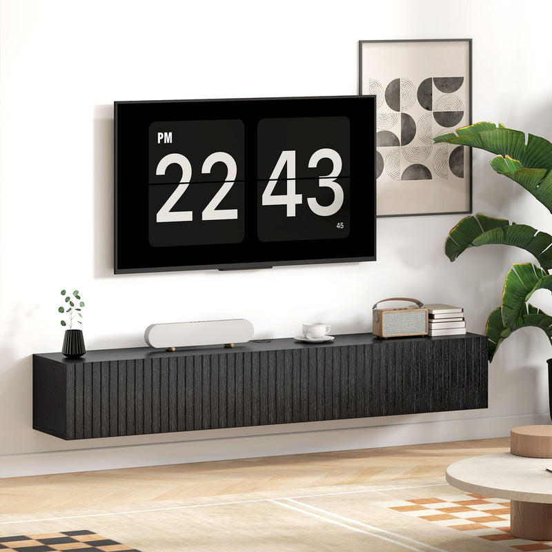 Floating TV Stand for TVs up to 72 Inches with Hidden Storage and Cable Management Black