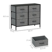 Black 6 Drawer Chest of Drawers with Steel Frame and Wooden Top for Bedroom and Nursery by HOMCOM