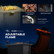 Grey Rattan Style Propane Gas Fire Pit Table 40000 BTU with Cover and Lava Rocks by Outsunny