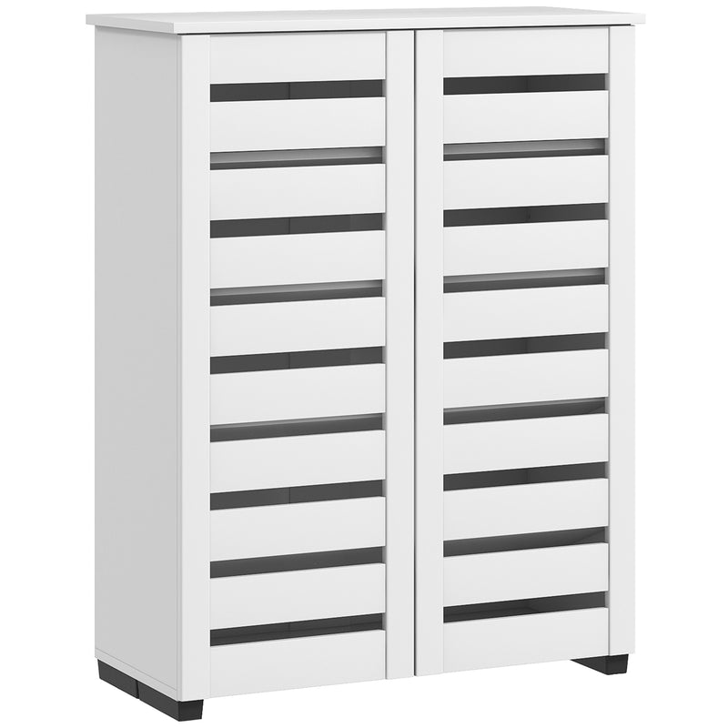Shoe Storage Cabinet with Five Adjustable Shelves and Ventilated Doors White AOSOM