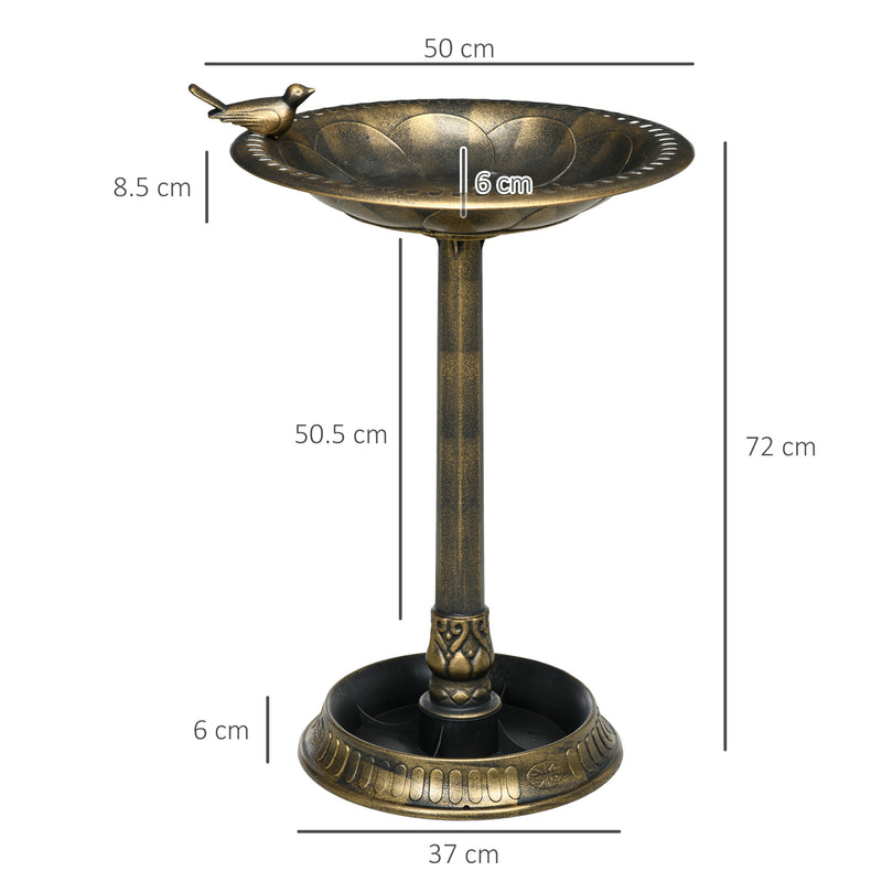 Antique Bronze Bird Bath with Decorative Birds and Planter Base 72cm Tall by Outsunny