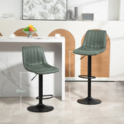 Set of Two Retro Tub Bar Stools with Low Backrest for Kitchen or Home Bar Green