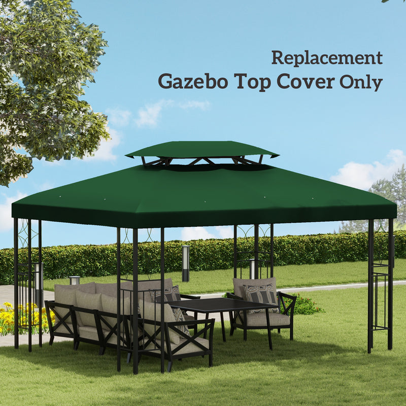 Green Gazebo Roof Replacement for 3 x 4m Frames UV Resistant by Outsunny