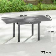 Extendable Garden Dining Table for 4 to 8 People Weatherproof Aluminium Dark Grey Outsunny