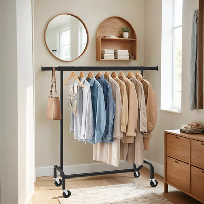 Heavy Duty Clothes Rack with Wheels and Extendable Rail 286.6 lb Capacity by Songmics
