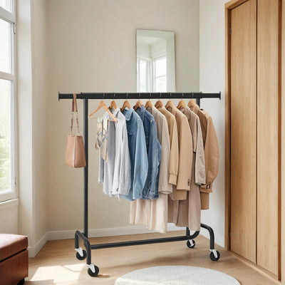 Heavy Duty Clothes Rack with Wheels and Extendable Rail 286.6 lb Capacity by Songmics