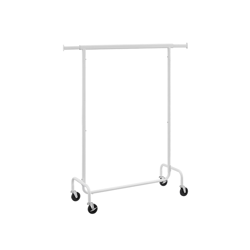 Matte White Clothes Rail on Wheels with Adjustable Shelves and Lockable Casters by Songmics