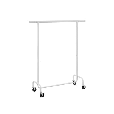 Matte White Clothes Rail on Wheels with Adjustable Shelves and Lockable Casters by Songmics