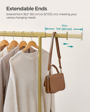 Heavy Duty Clothes Rail on Wheels in Pale Gold with Adjustable Height by Songmics