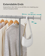 Heavy Duty Portable Clothes Rail with Lockable Wheels in Dove Grey for Home Use by Songmics