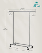 Heavy Duty Portable Clothes Rail with Lockable Wheels in Dove Grey for Home Use by Songmics