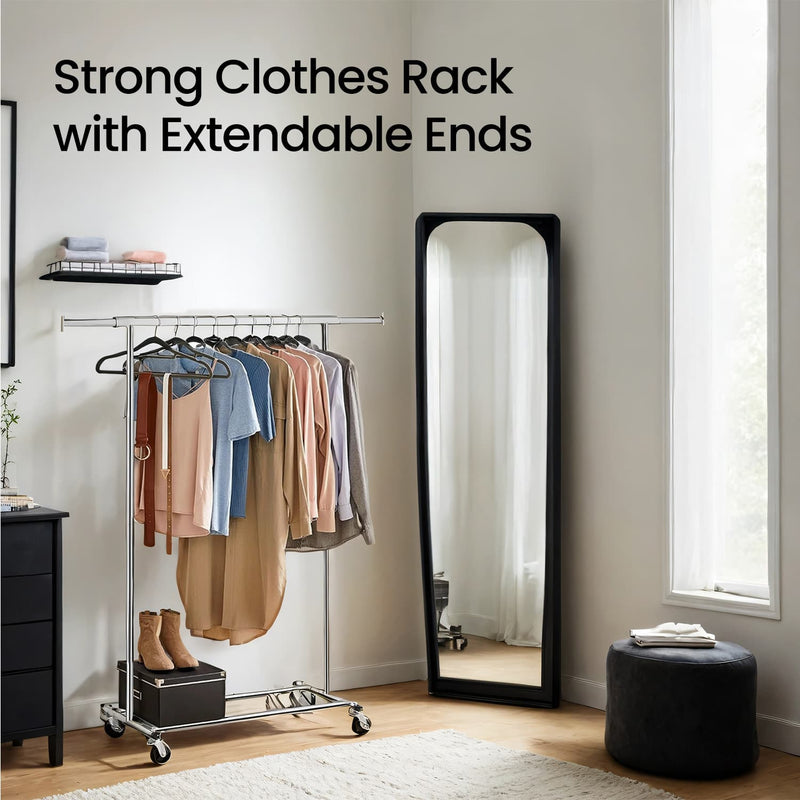 Adjustable Heavy Duty Clothes Rail on Wheels with Strong Metal Frame by Songmics