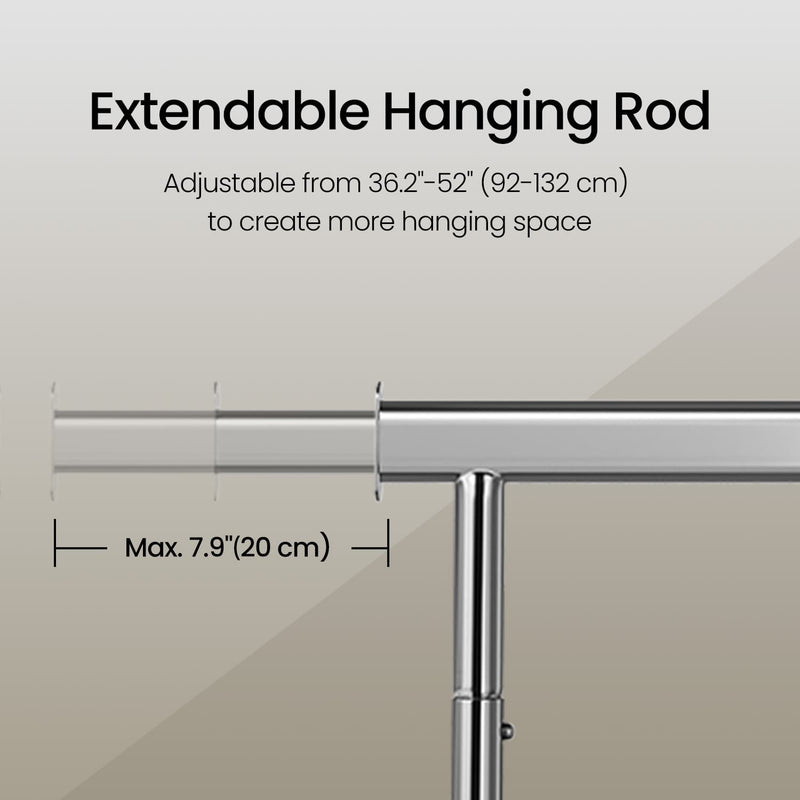 Adjustable Heavy Duty Clothes Rail on Wheels with Strong Metal Frame by Songmics