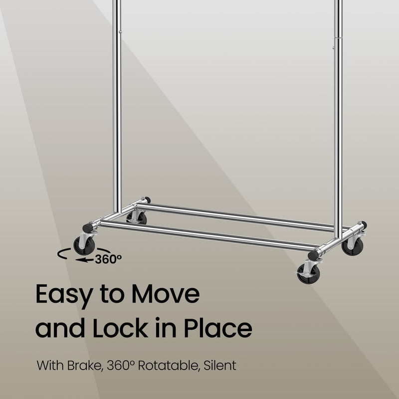 Adjustable Heavy Duty Clothes Rail on Wheels with Strong Metal Frame by Songmics