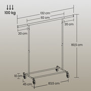 Adjustable Heavy Duty Clothes Rail on Wheels with Strong Metal Frame by Songmics