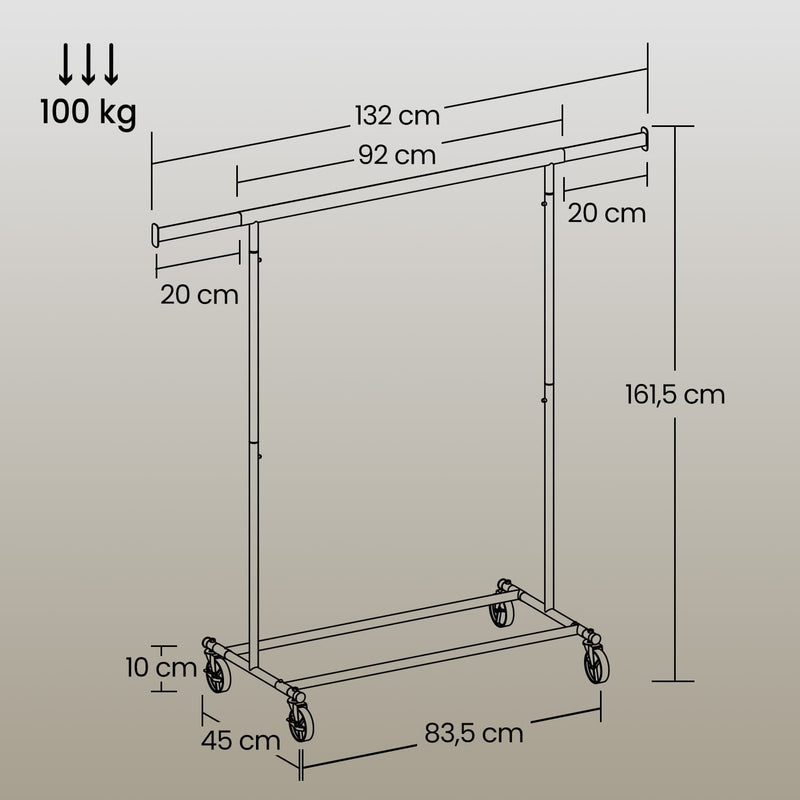Adjustable Heavy Duty Clothes Rail on Wheels with Strong Metal Frame by Songmics