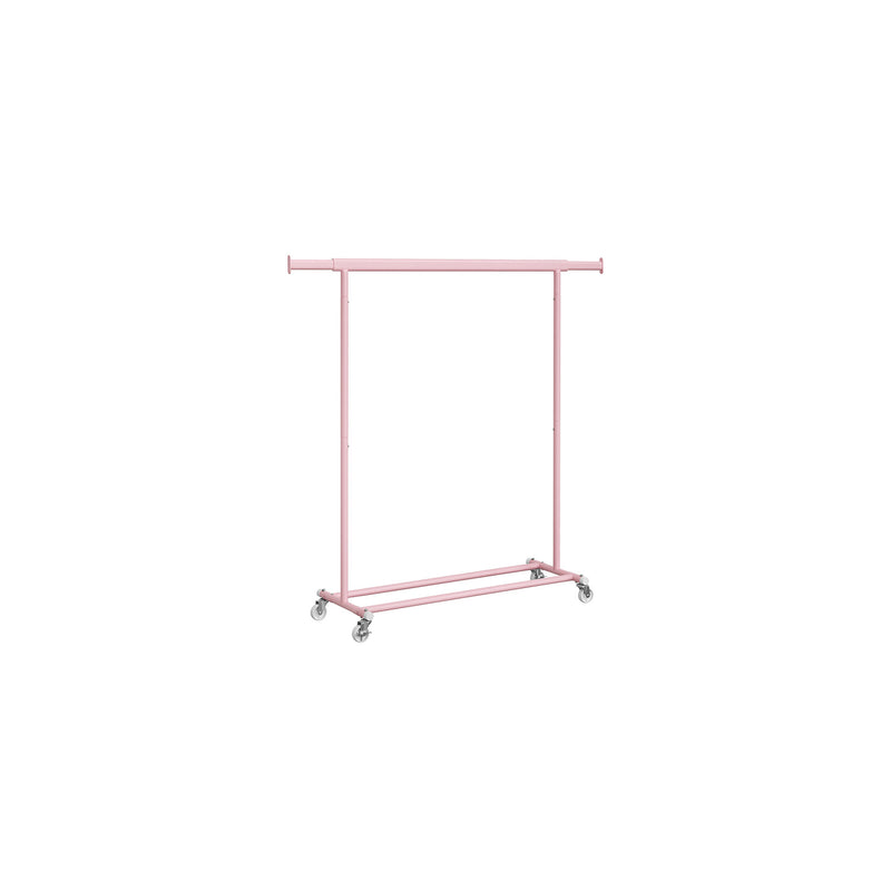 Heavy Duty Clothes Rail with Wheels in Jelly Pink for Bedroom or Laundry Room by Songmics