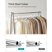 Silver Clothes Rail with Sturdy Steel Frame for Bedroom or Hallway Storage by Songmics