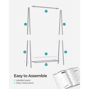 Silver Clothes Rail with Sturdy Steel Frame for Bedroom or Hallway Storage by Songmics