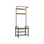 VASAGLE Coat Stand, Rustic Walnut, 4-in-1