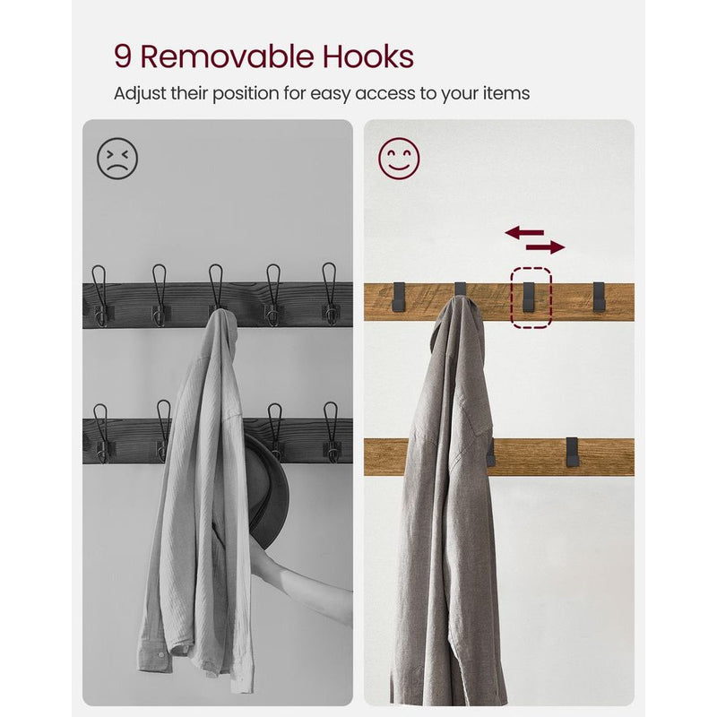 VASAGLE Coat Stand, Rustic Walnut, 4-in-1