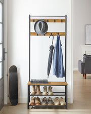 Coat Rack Hall Tree with Shoe Storage Bench and Hooks for Entryway 175 cm by Vasagle