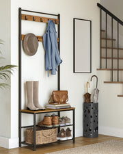 Coat Rack Hall Tree with Shoe Storage Bench and Hooks for Entryway 175 cm by Vasagle