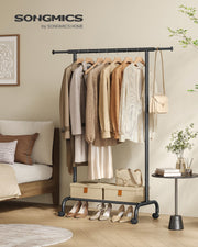 Black Extendable Clothes Rail with Adjustable Hanging Bar for Bedroom or Hallway by Songmics