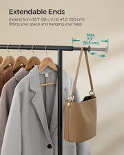 Black Extendable Clothes Rail with Adjustable Hanging Bar for Bedroom or Hallway by Songmics
