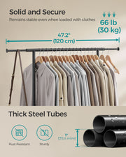 Black Extendable Clothes Rail with Adjustable Hanging Bar for Bedroom or Hallway by Songmics