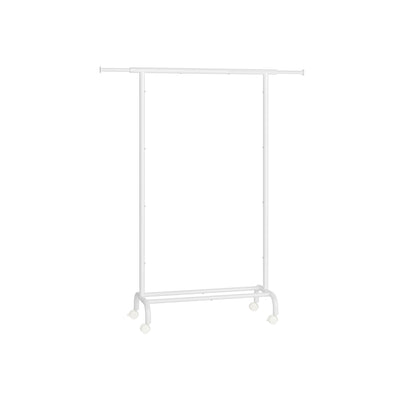 Extendable Clothes Rail in Cloud White with Adjustable Hanging Rail for Storage by Songmics