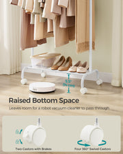 Extendable Clothes Rail in Cloud White with Adjustable Hanging Rail for Storage by Songmics