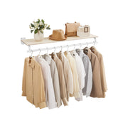 Wall Mounted Clothes Rail in Natural Beige and Cloud White 109 cm Space Saving Design by Songmics