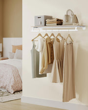 Wall Mounted Clothes Rail in Natural Beige and Cloud White 109 cm Space Saving Design by Songmics