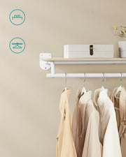Wall Mounted Clothes Rail in Natural Beige and Cloud White 109 cm Space Saving Design by Songmics