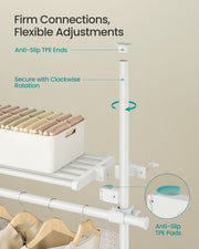 Adjustable 3 Tier Floor to Ceiling Clothes Rail in Matte White for Organised Storage by Songmics