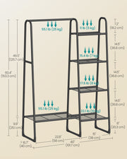 Freestanding Clothes Rail in Matte Black with Double Hanging Space and Shelf by Songmics
